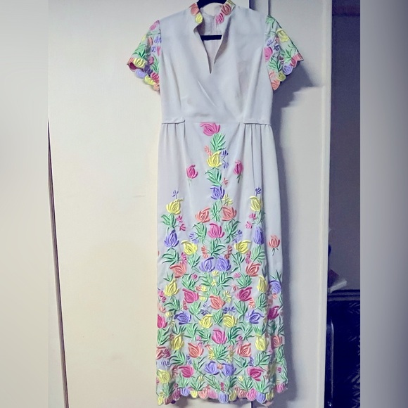 Vintage handmade 1960s 1970s floral embroidered maxi dress - Picture 8 of 8